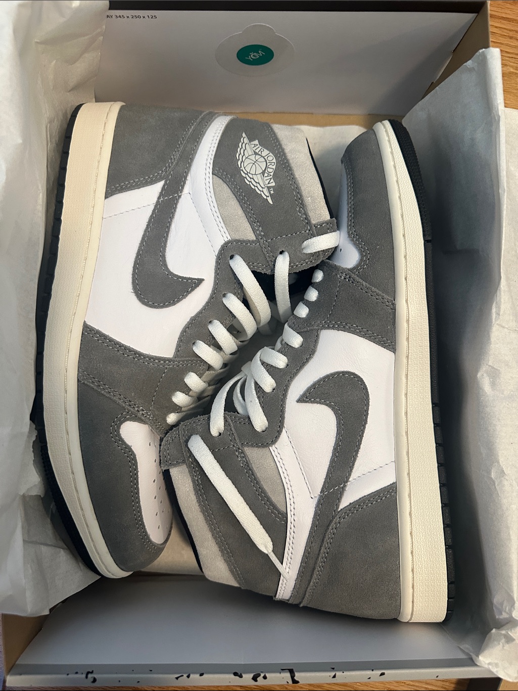 Jordan High-Top Sneakers - Gray & White Suede